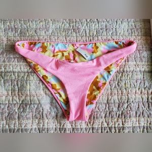 Maaji Powder Pink Flirt Reversible Bikini Bottoms L NWOT